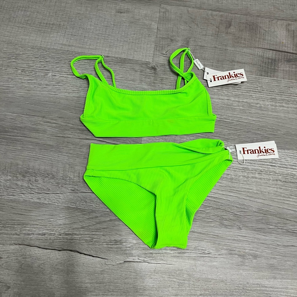 Frankie’s Bikinis acid green bikini NWT